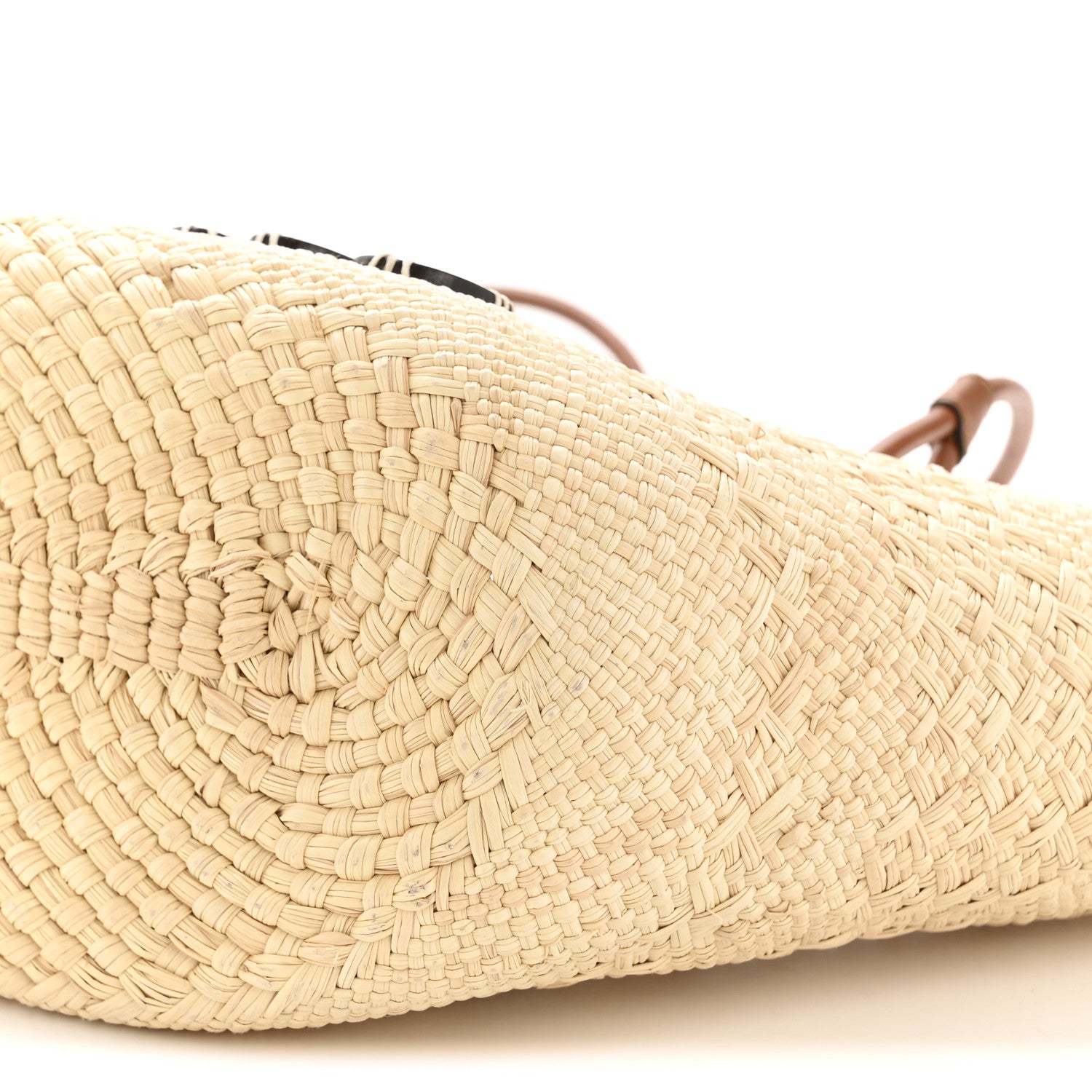 Loewe Calfskin Raffia Small Anagram Basket Tote Bag Natural Tan 10 of 12