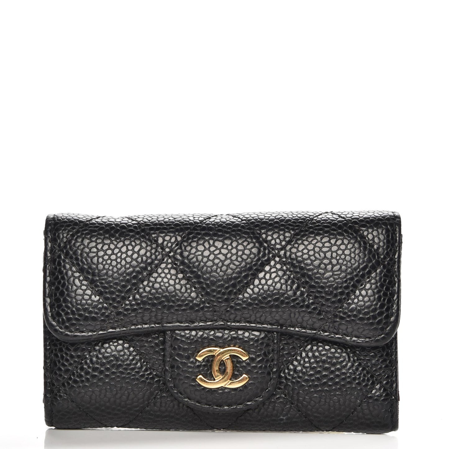 Caviar Quilted 6 Key Holder Black