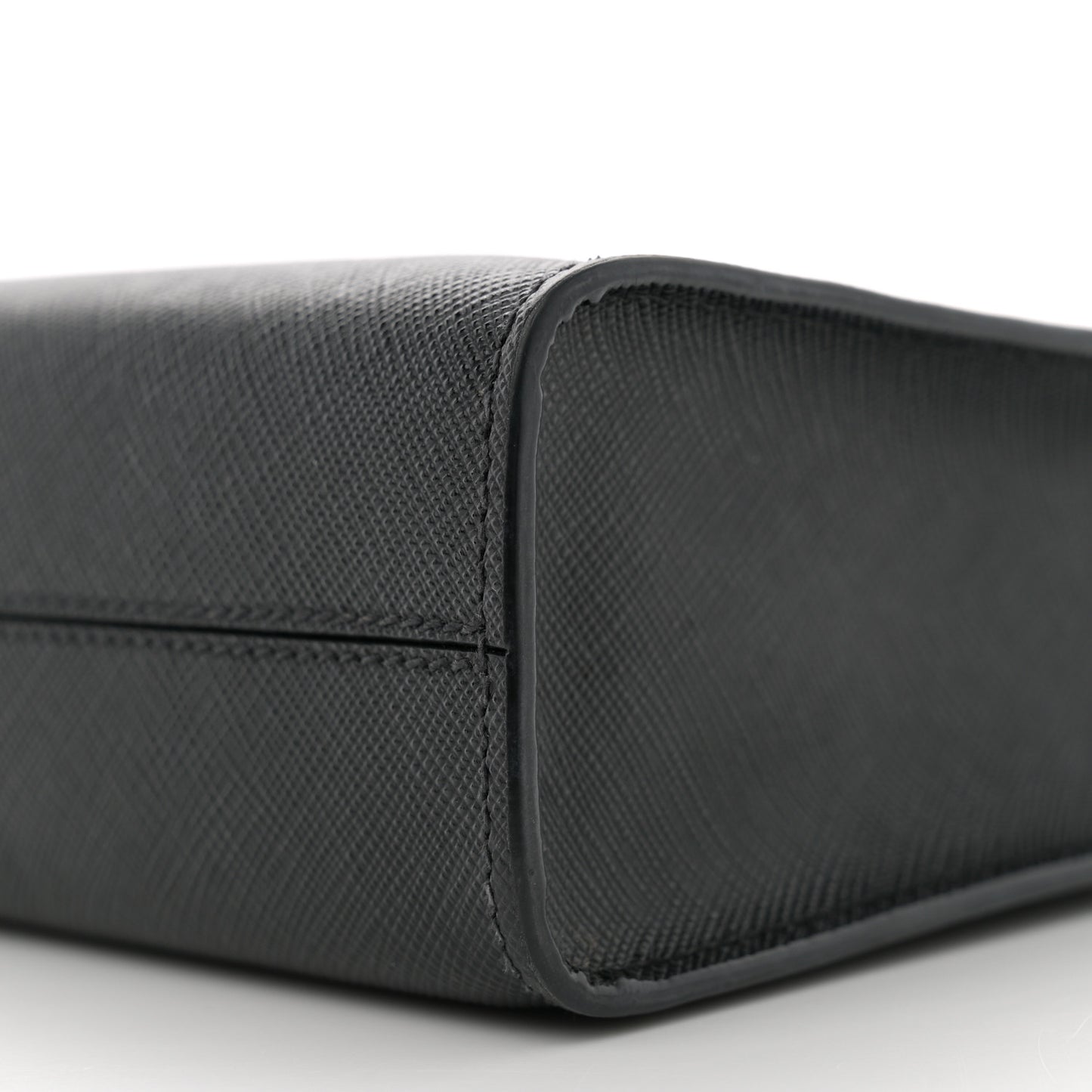 Saffiano Lux Triangle Small Double Handle Crossbody Tote Black