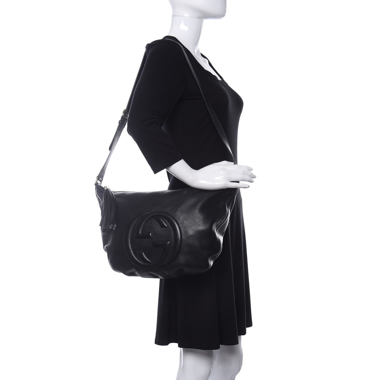 Gucci Pebbled Calfskin Medium Soho Hobo Black 2 of 11
