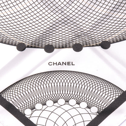 Chanel Silk Spiro Scarf Black White CC 2 of 5