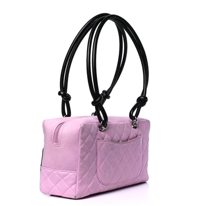 Chanel Calfskin Quilted Large Cambon Bowler Pink Black 2 of 9