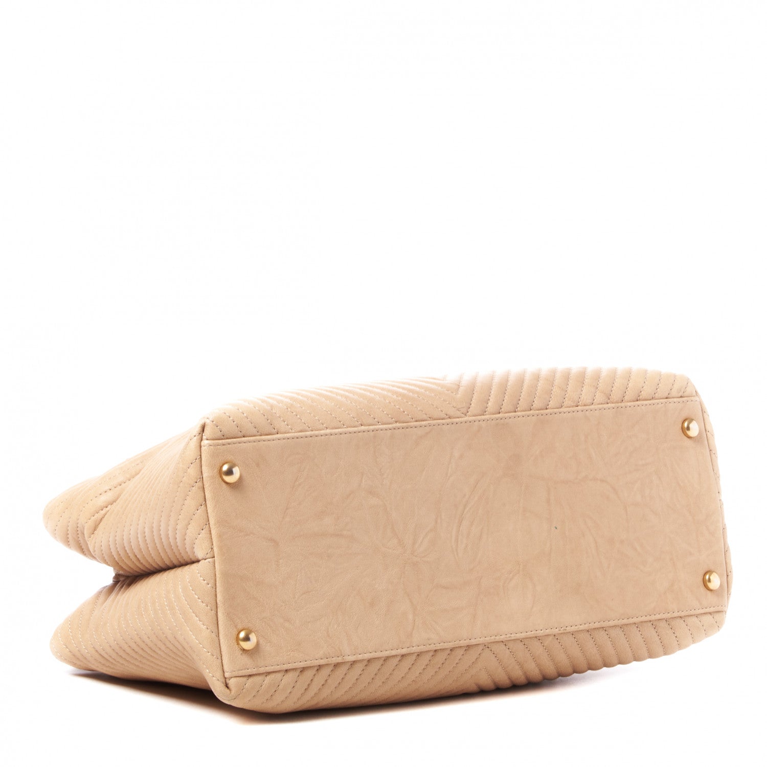 Chanel Wrinkled Lambskin Chevron Quilted Surpique Tote Beige 3 of 11