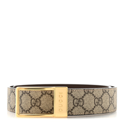 Gucci Supreme Monogram Calfskin Rectangular Belt 75 30 Brown 1 of 7