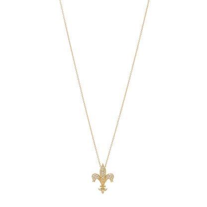 Roberto Coin 18K Yellow Gold Diamond Tiny Treasures Fleur de Lis Pendant Necklace 1 of 6