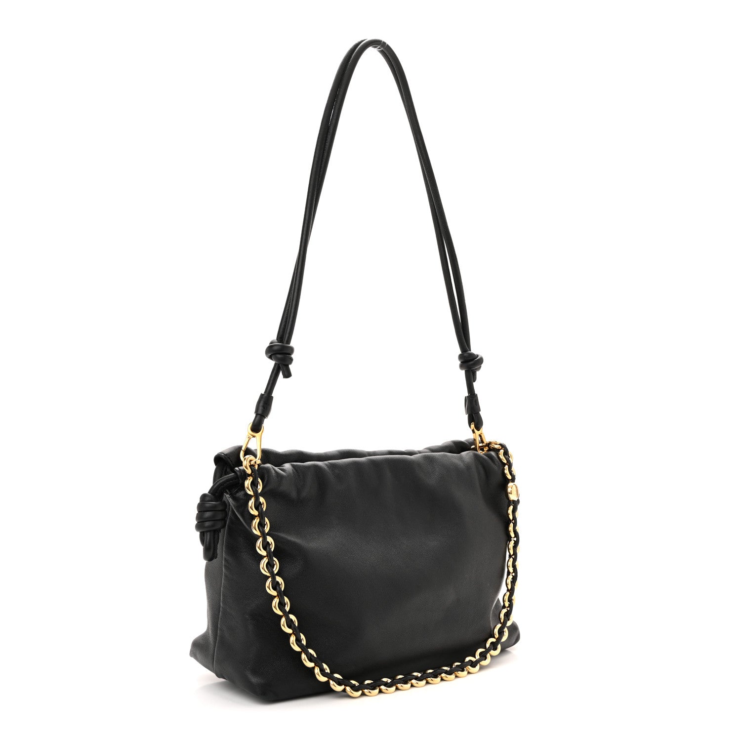 Loewe Mellow Nappa Medium Donut Chain Flamenco Knot Clutch Black 3 of 11