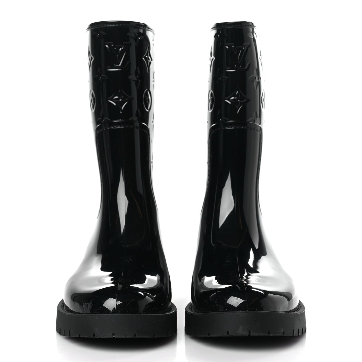 Rubber Embossed Monogram Drops Flat Half Boots 39 Black