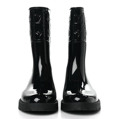 Louis Vuitton Rubber Embossed Monogram Drops Flat Half Boots 39 Black 2 of 7