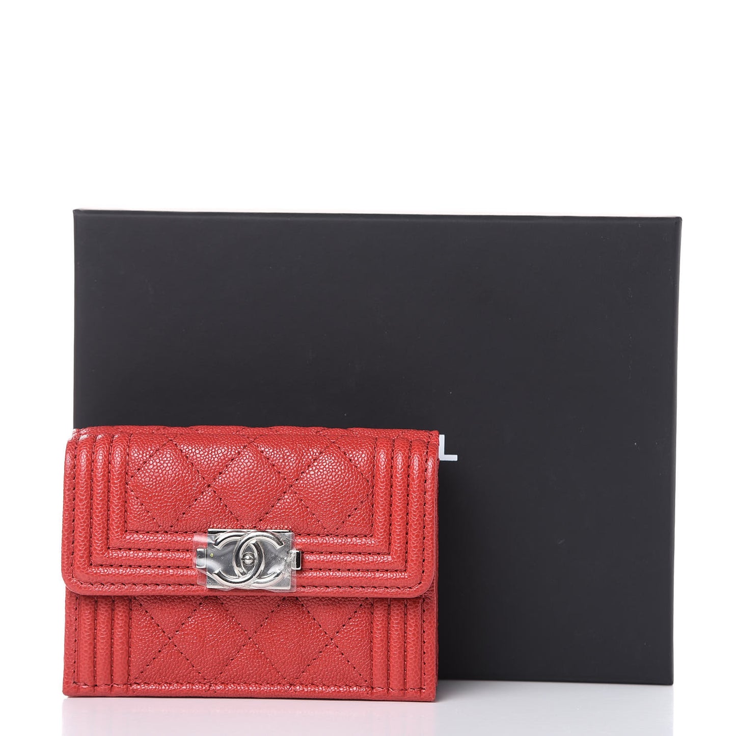 Caviar Quilted Small Boy Flap Wallet Red
