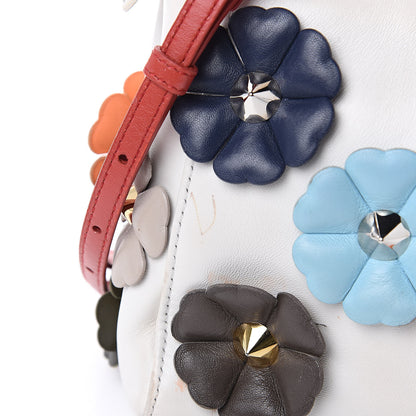 Fendi Nappa Flowerland Mini Peekaboo Iconic Satchel White Ice Multicolor 17 of 19