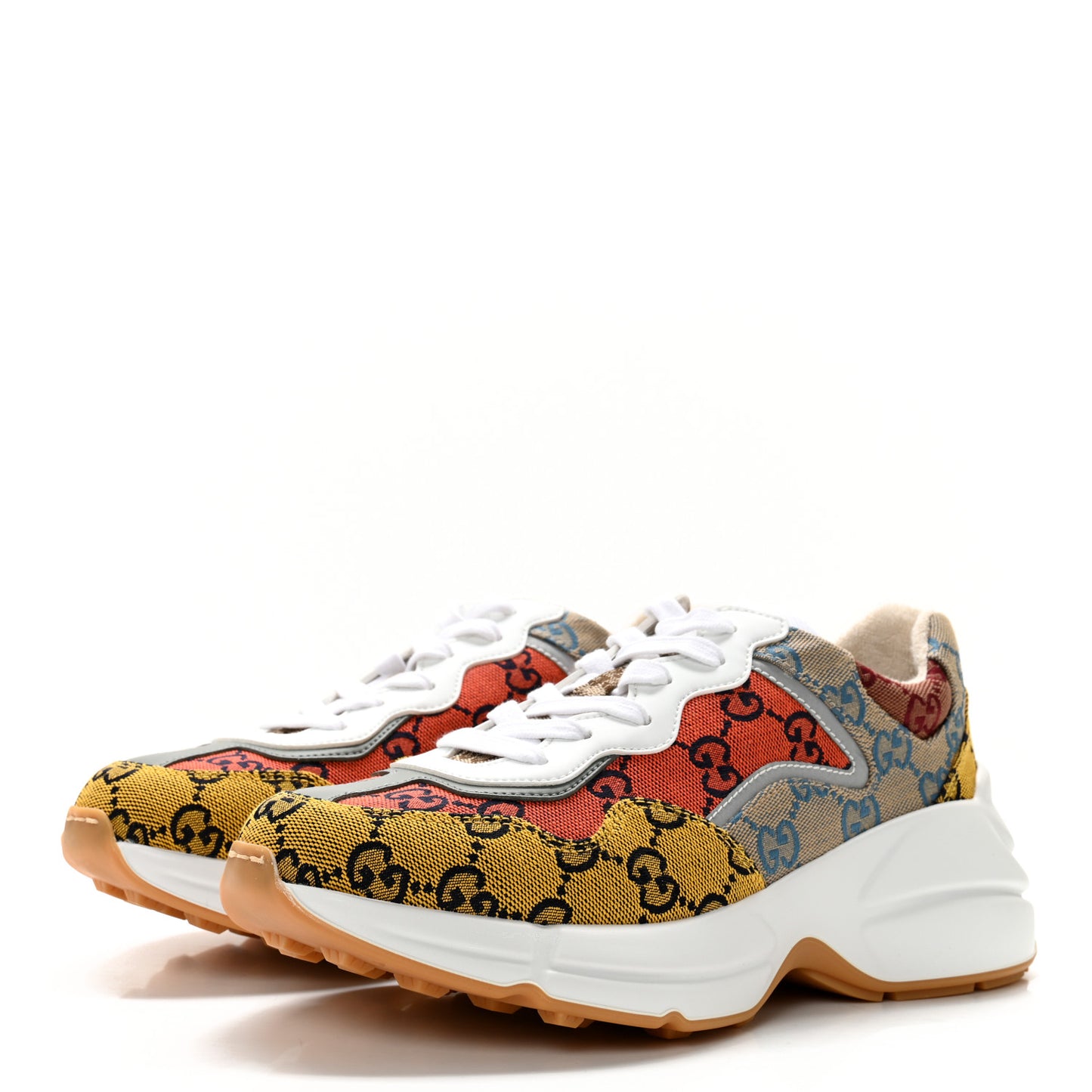 Monogram Multicolor Demetra Womens Rhyton Sneakers 37 Yellow Blue Great White Tabasco