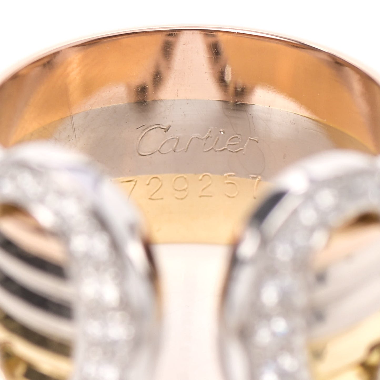 18K Pink Yellow White Gold Diamond 13mm C De Cartier Ring 50 5.25