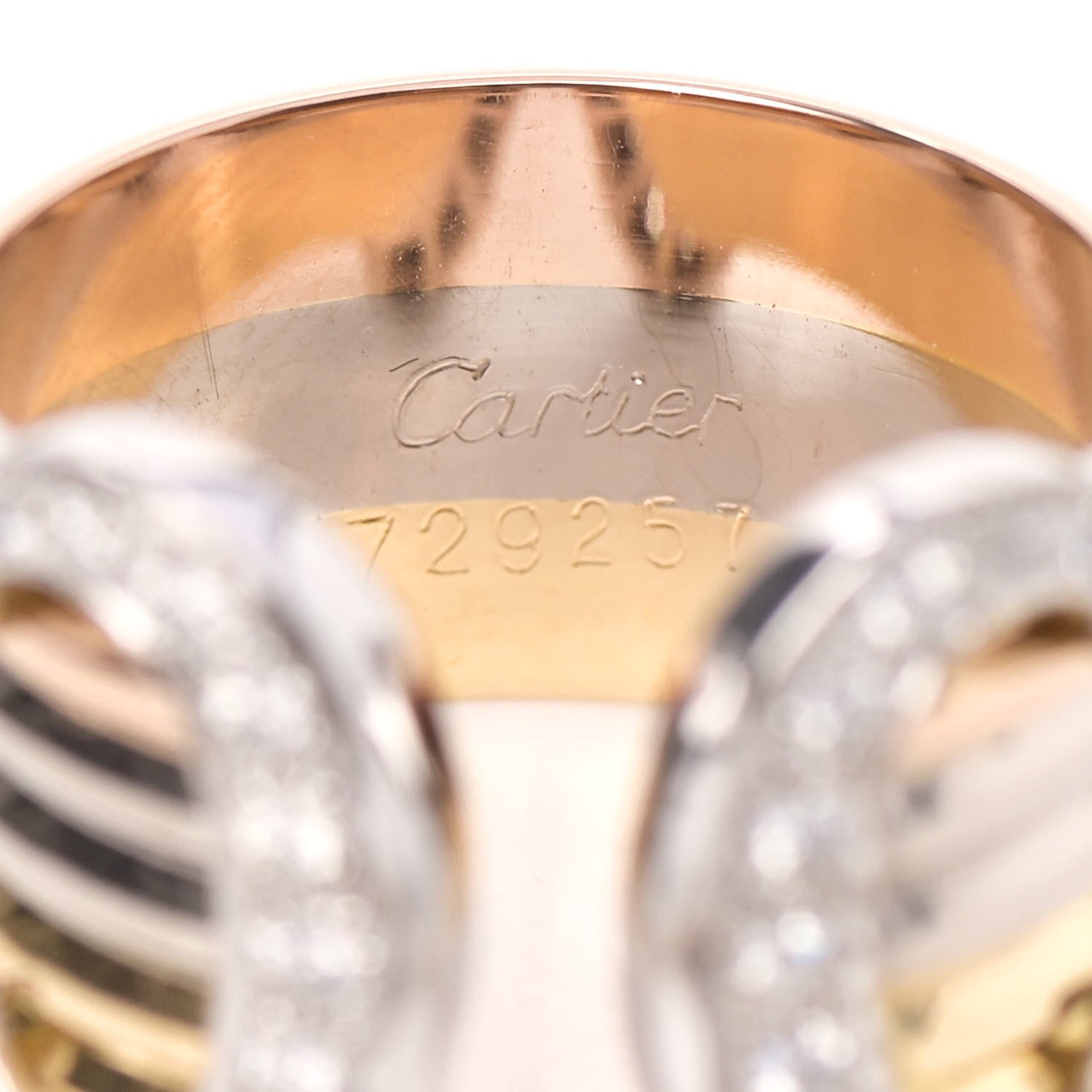 Cartier 18K Pink Yellow White Gold Diamond 13mm C De Cartier Ring 50 5.25 4 of 5