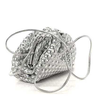 Bottega Veneta Metallic Fabric Bubble Wrap The Mini Pouch Silver 3 of 9