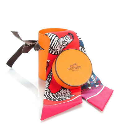 Hermes Silk Les Zebres Twilly Rouge Bleu Noir 6 of 6