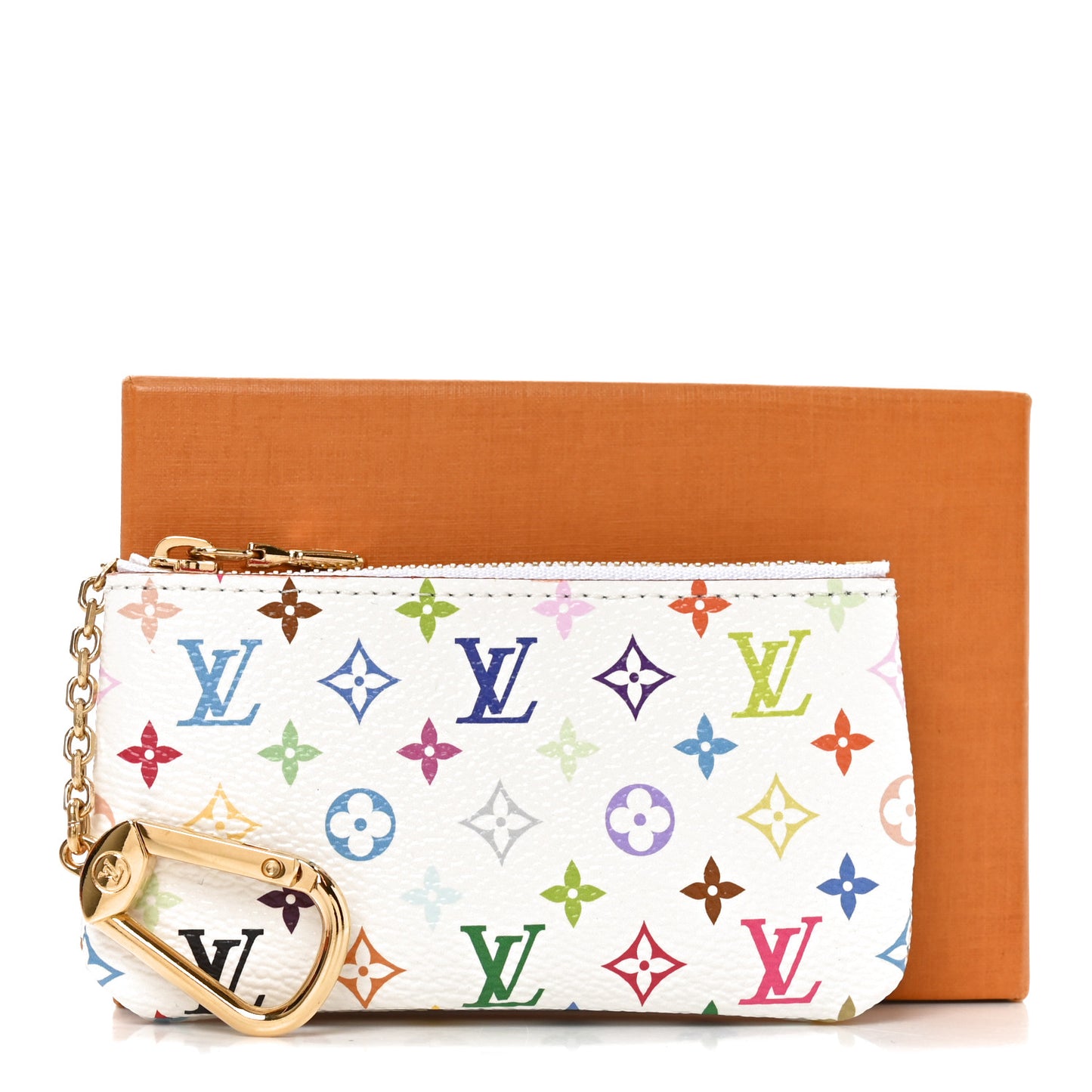LV X TM Monogram Multicolor Key Pouch White