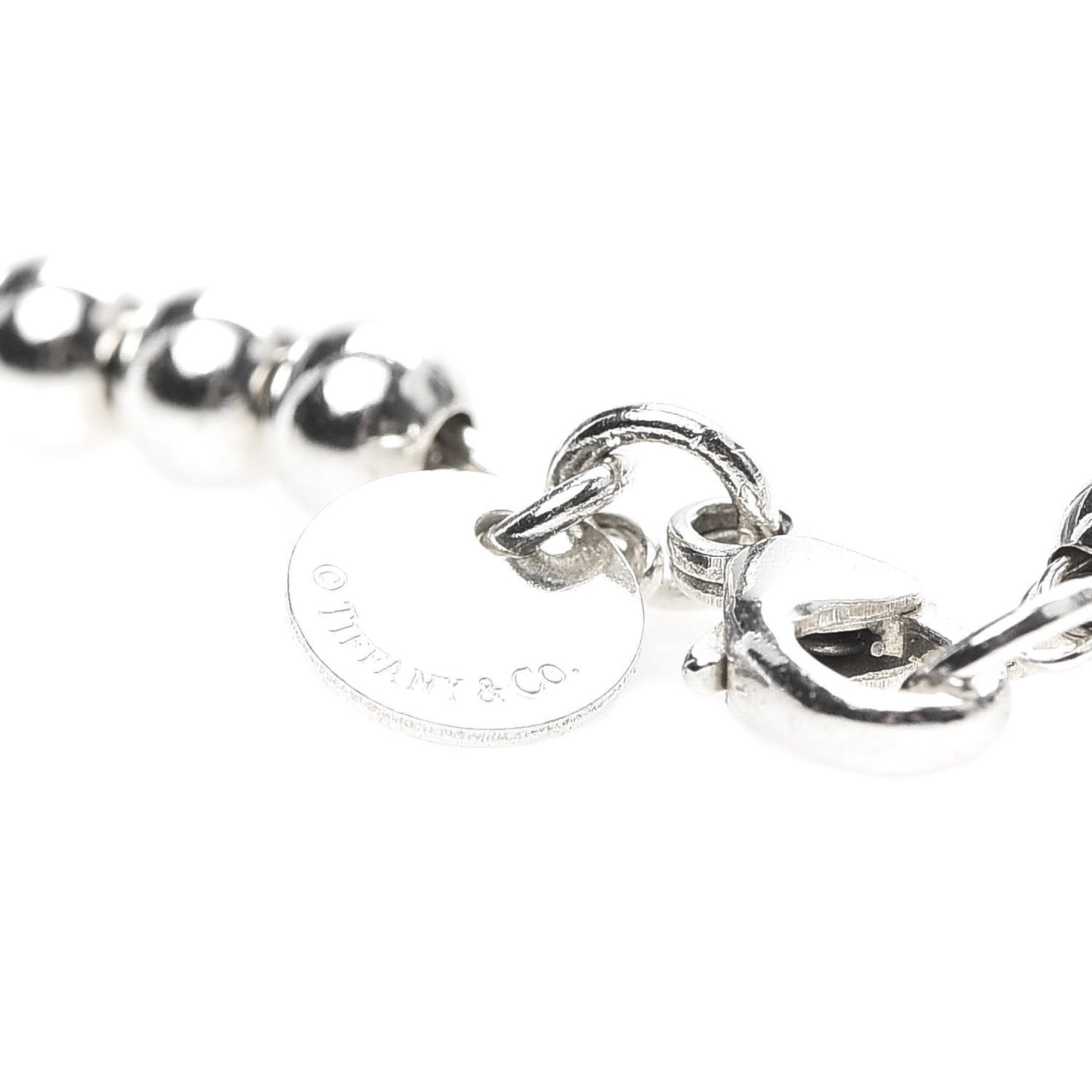 Sterling Silver 4mm Mom Heart Tag Bead Bracelet