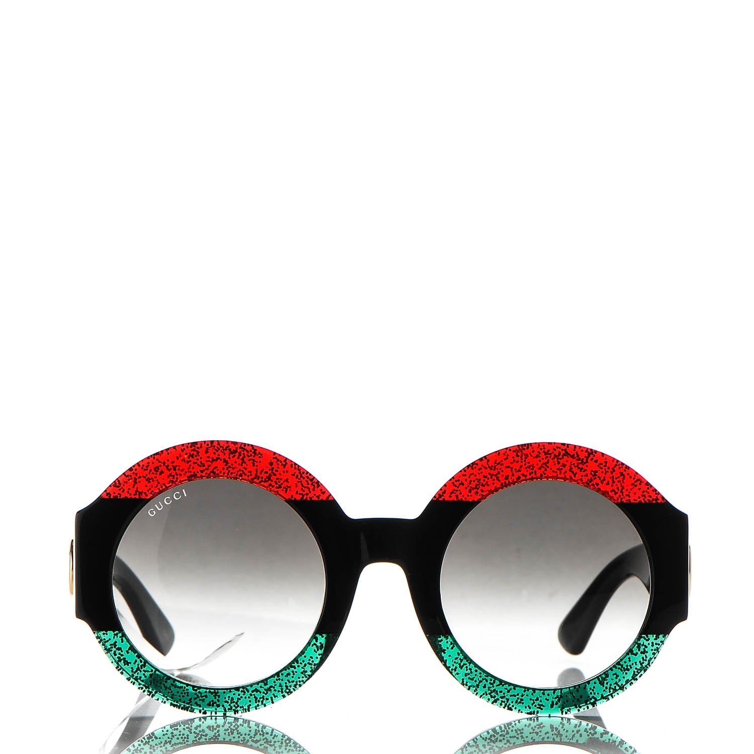 Gucci Acetate Round GG0084S Sunglasses Black Red Green 2 of 7