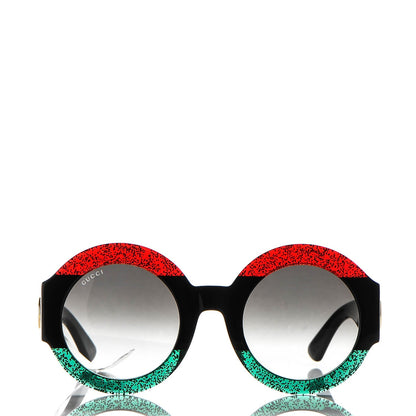 Gucci Acetate Round GG0084S Sunglasses Black Red Green 2 of 7