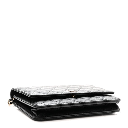 Chanel Caviar Quilted Wallet With Charms On Chain WOC Black 4 of 11