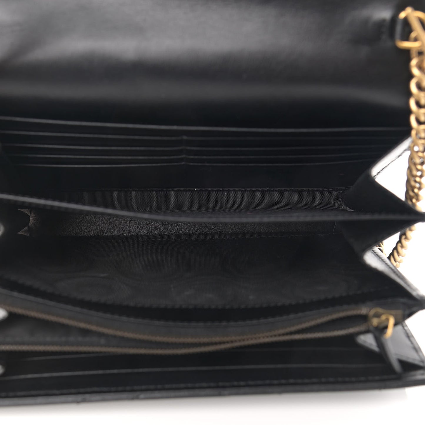 Calfskin Matelasse GG Marmont Chain Wallet Black