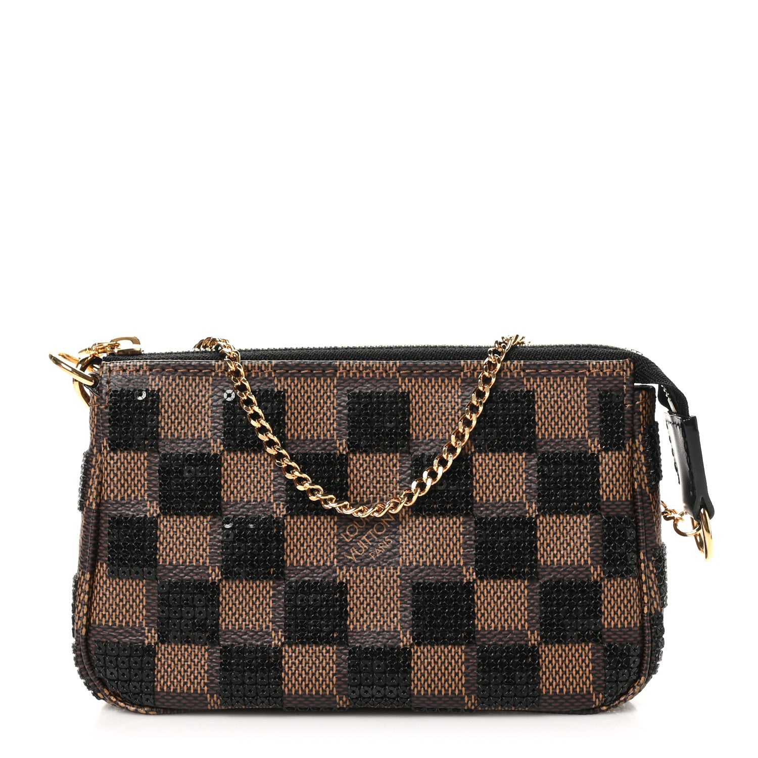 Louis Vuitton Damier Paillettes Mini Pochette Accessories Black 1 of 9