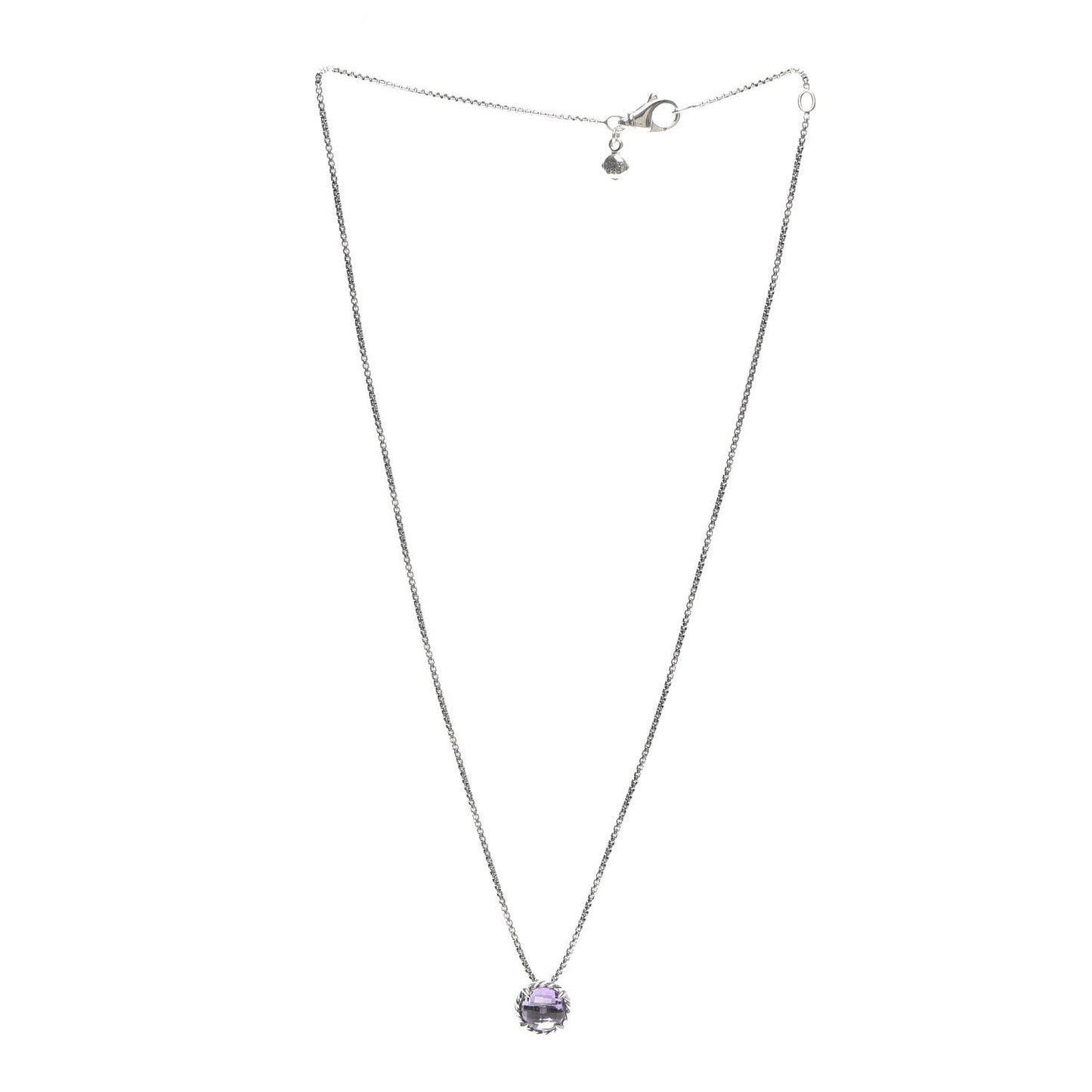 Sterling Silver Amethyst 8mm Petite Chatelaine Pendant Necklace