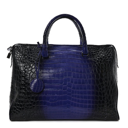 Bottega Veneta Crocodile Boston Purple Black 1 of 12
