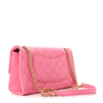 Chanel Lambskin Quilted Chaine Lettre Flap Pink 3 of 11