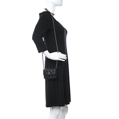 Chanel Lambskin Quilted Mini Coco Bow Clutch With Chain Black 2 of 12