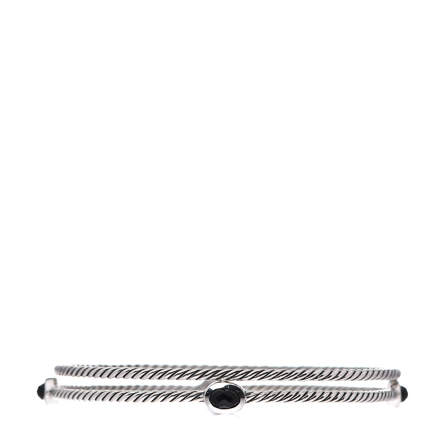 David Yurman Sterling Silver Black Onyx Color Classics Bangle Bracelet Set of 2 1 of 3