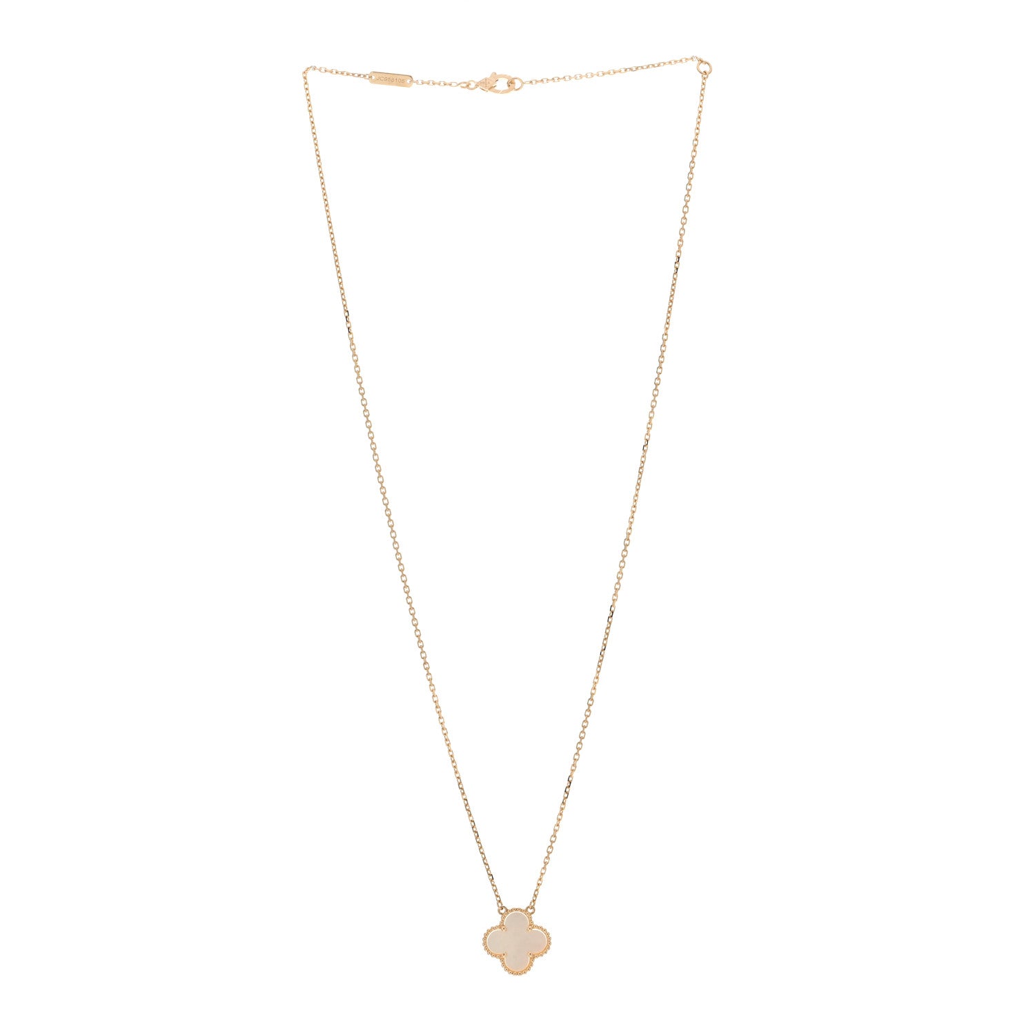 Van Cleef & Arpels 18K Yellow Gold Mother of Pearl Vintage Alhambra Pendant Necklace 3 of 6