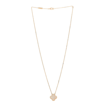 Van Cleef & Arpels 18K Yellow Gold Mother of Pearl Vintage Alhambra Pendant Necklace 3 of 6