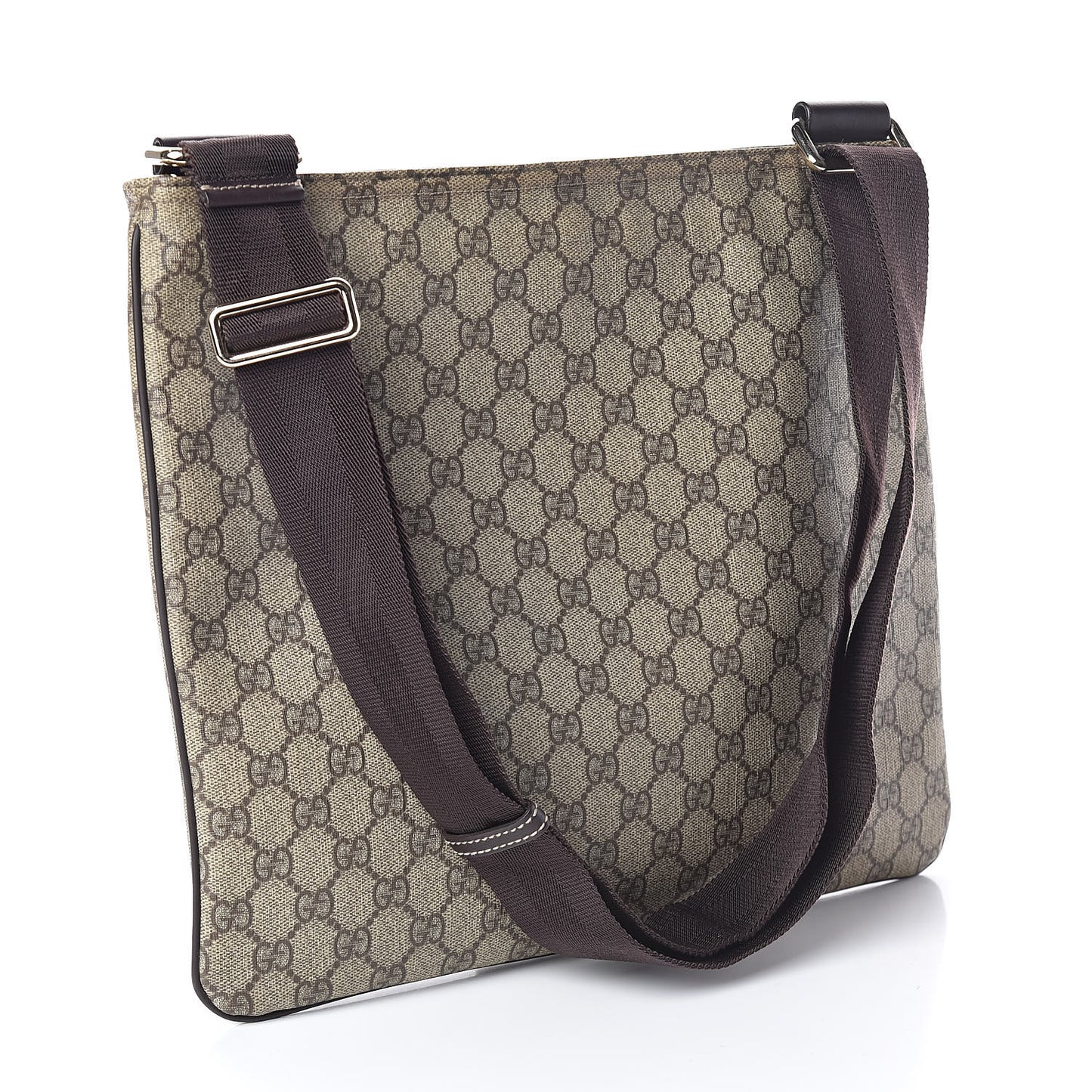 GG Supreme Monogram Medium Flat Messenger Bag Dark Brown