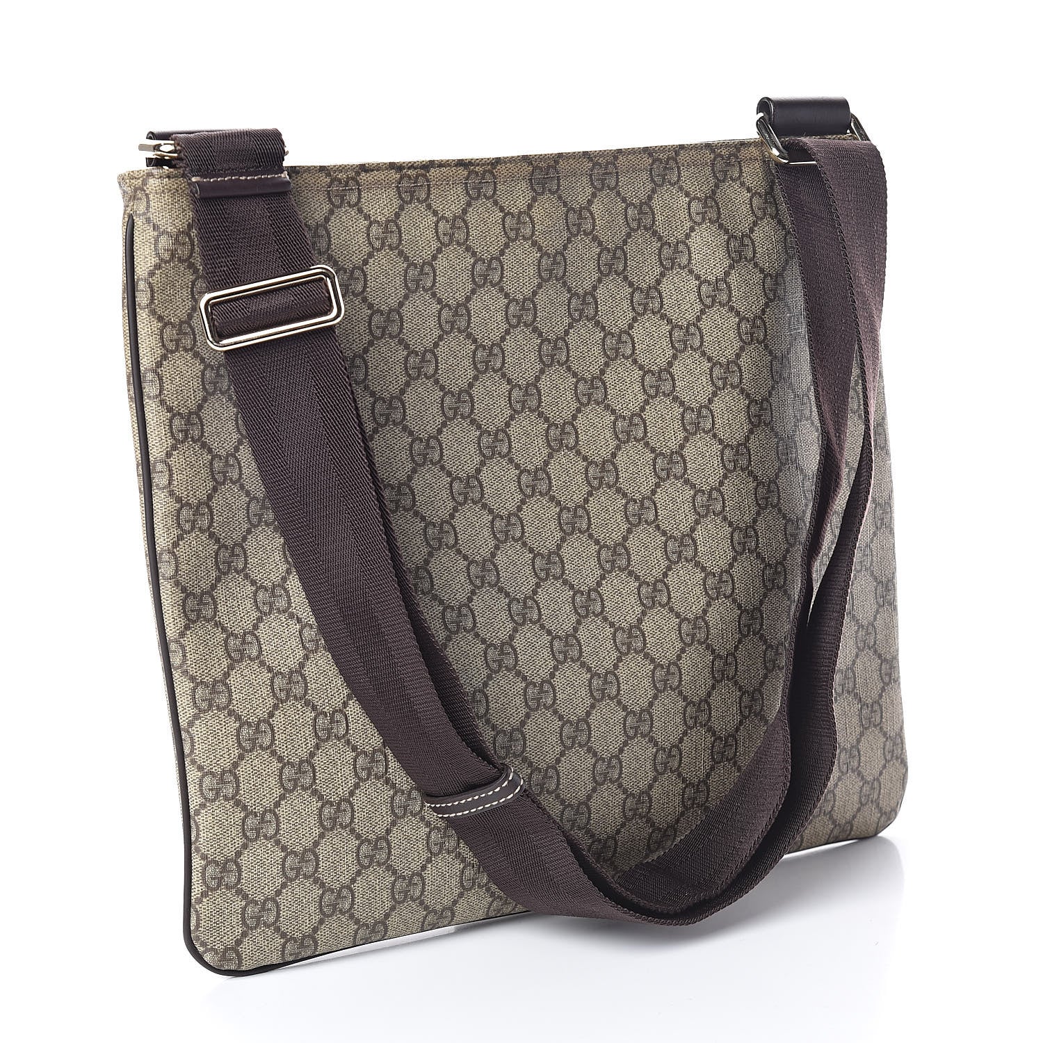 Gucci GG Supreme Monogram Medium Flat Messenger Bag Dark Brown 3 of 9