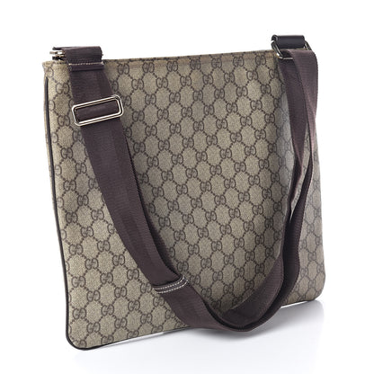 Gucci GG Supreme Monogram Medium Flat Messenger Bag Dark Brown 3 of 9