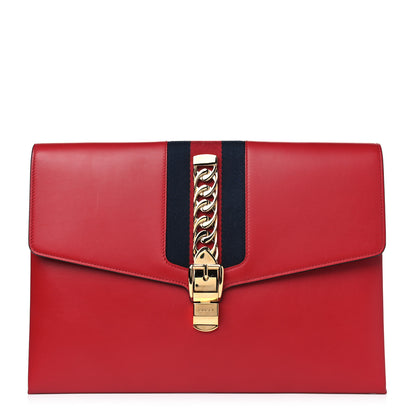 Gucci Calfskin Maxi Sylvie Clutch Red 1 of 4