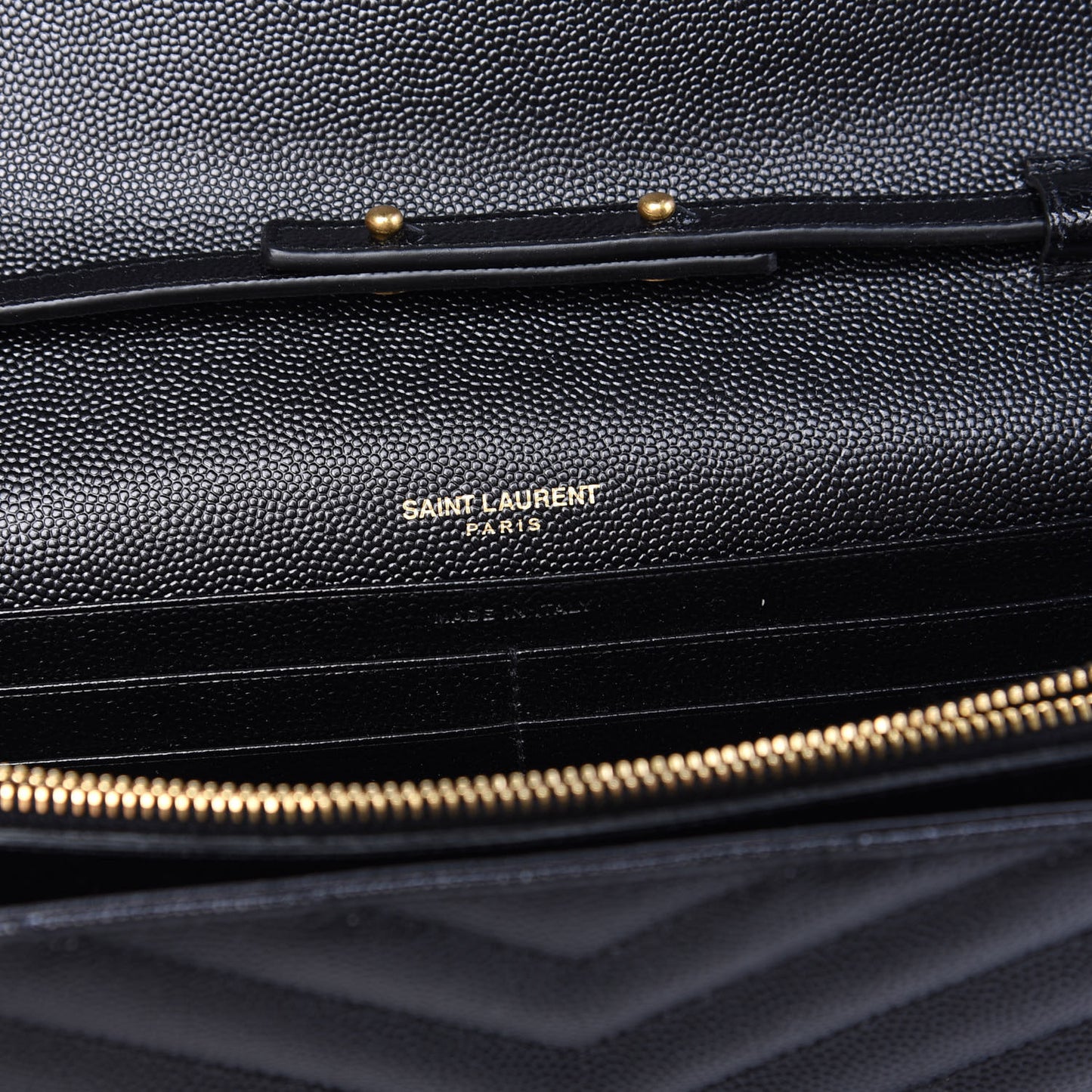 Grain De Poudre Matelasse Chevron Monogram Chain Wallet Black