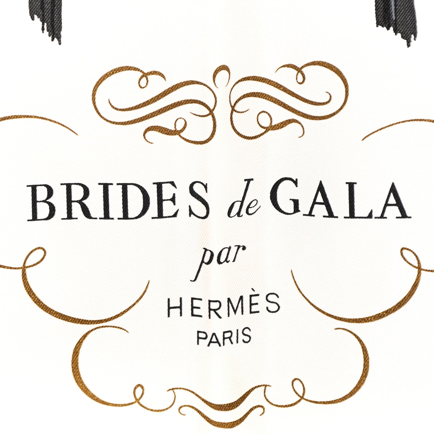 Silk Brides De Gala Scarf 90 Black Creme Gold