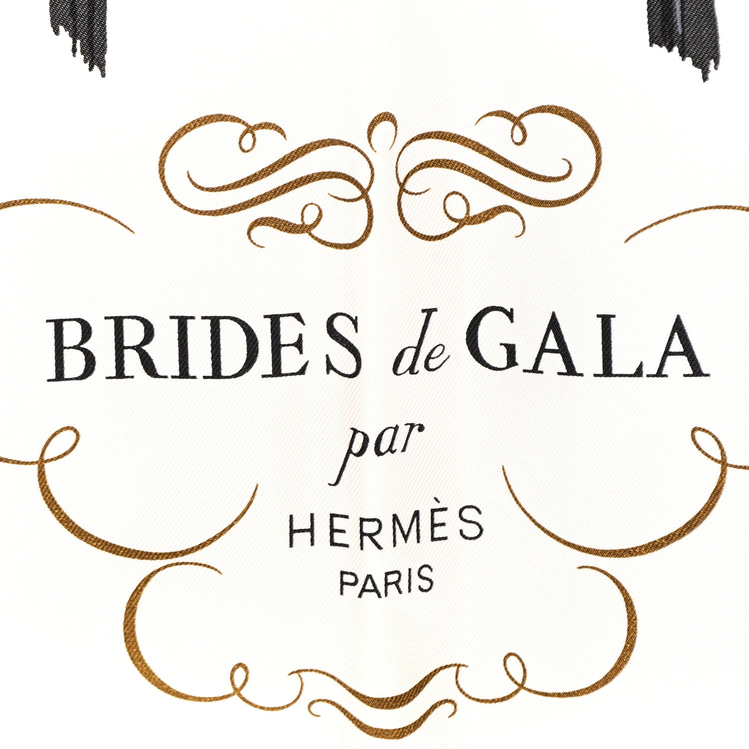 Hermes Silk Brides De Gala Scarf 90 Black Creme Gold 6 of 6