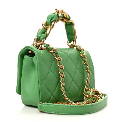 Chanel Shiny Lambskin Small Chain Is More Flap Green 3 of 9