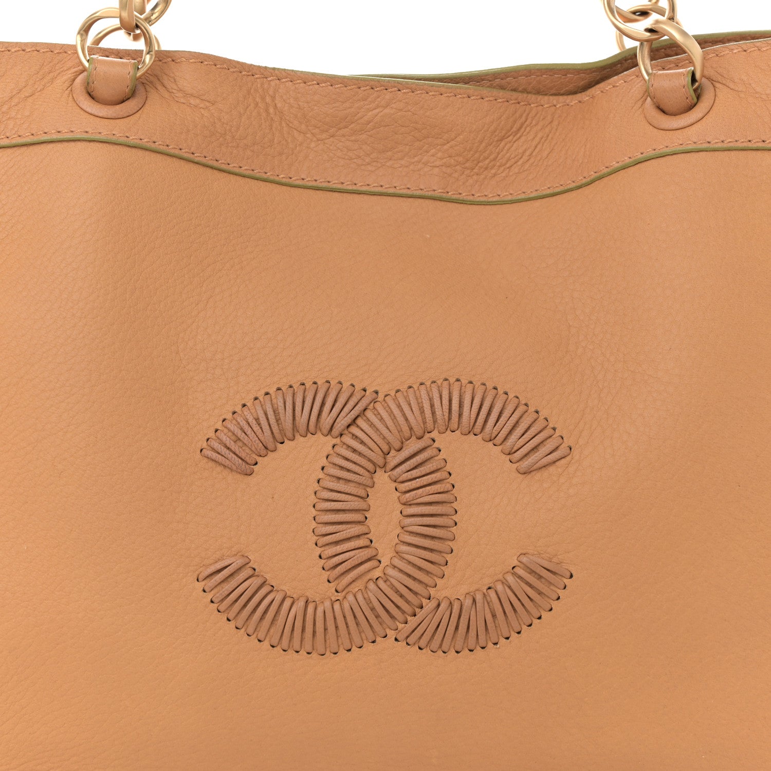 Chanel Calfskin Whipstitch CC Tote Beige 8 of 14
