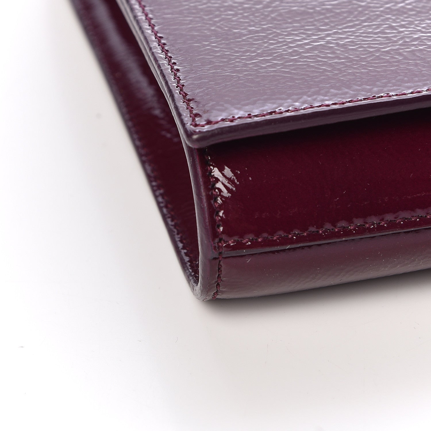 Saint Laurent Textured Patent Monogram Large Belle De Jour Clutch Purple 8 of 9