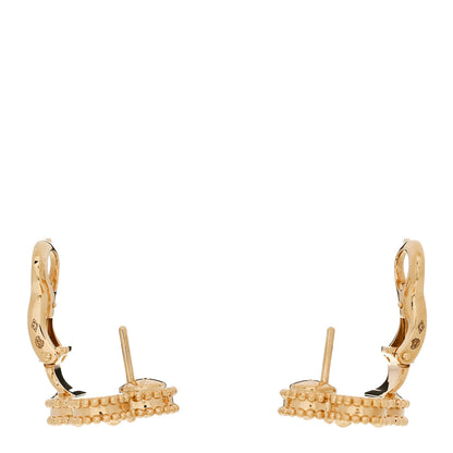 Van Cleef & Arpels 18K Yellow Gold Guilloche Vintage Alhambra Earrings 3 of 6
