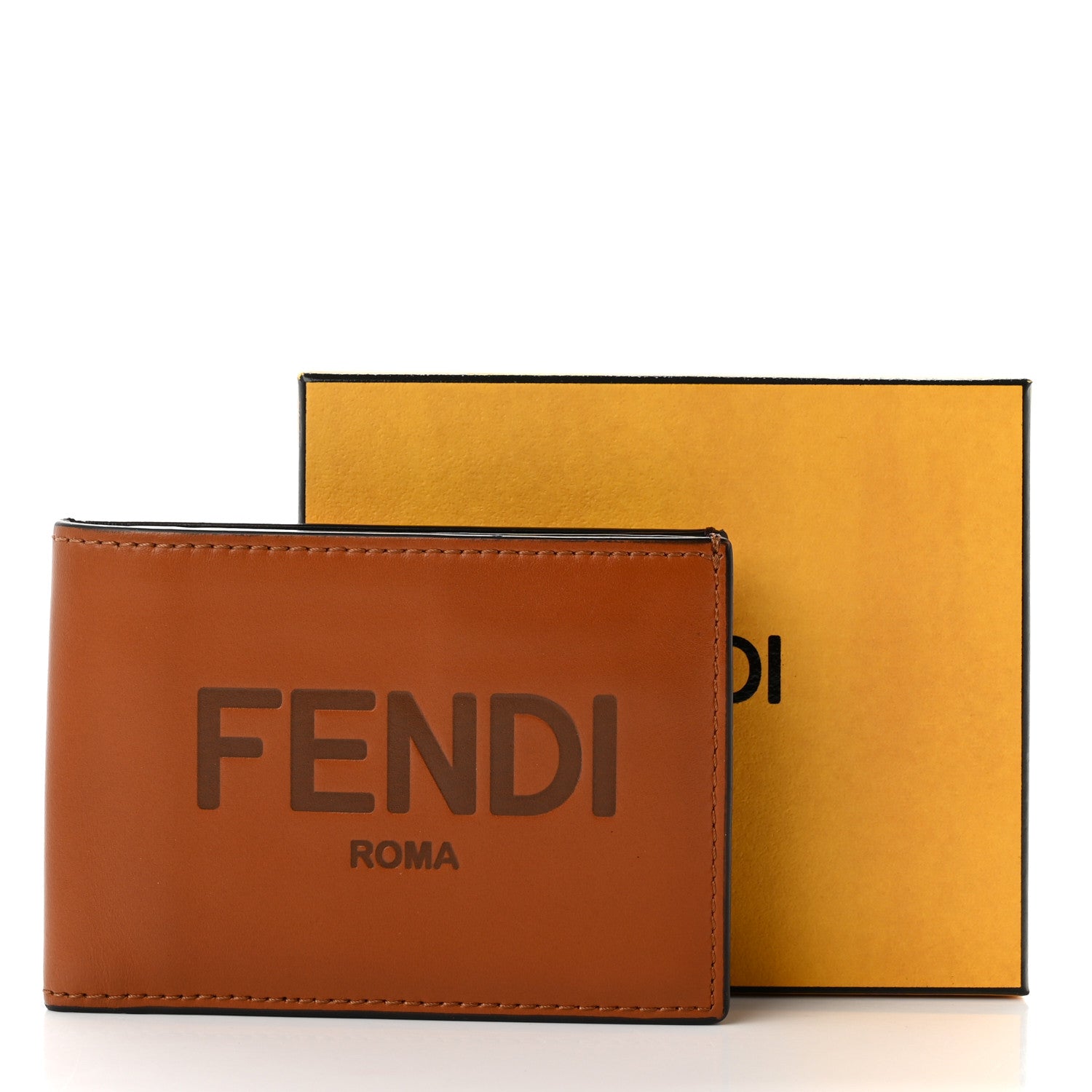 Fendi Vitello King Grace Light Logo Embossed Bifold Wallet Cuoio Ebano 9 of 9