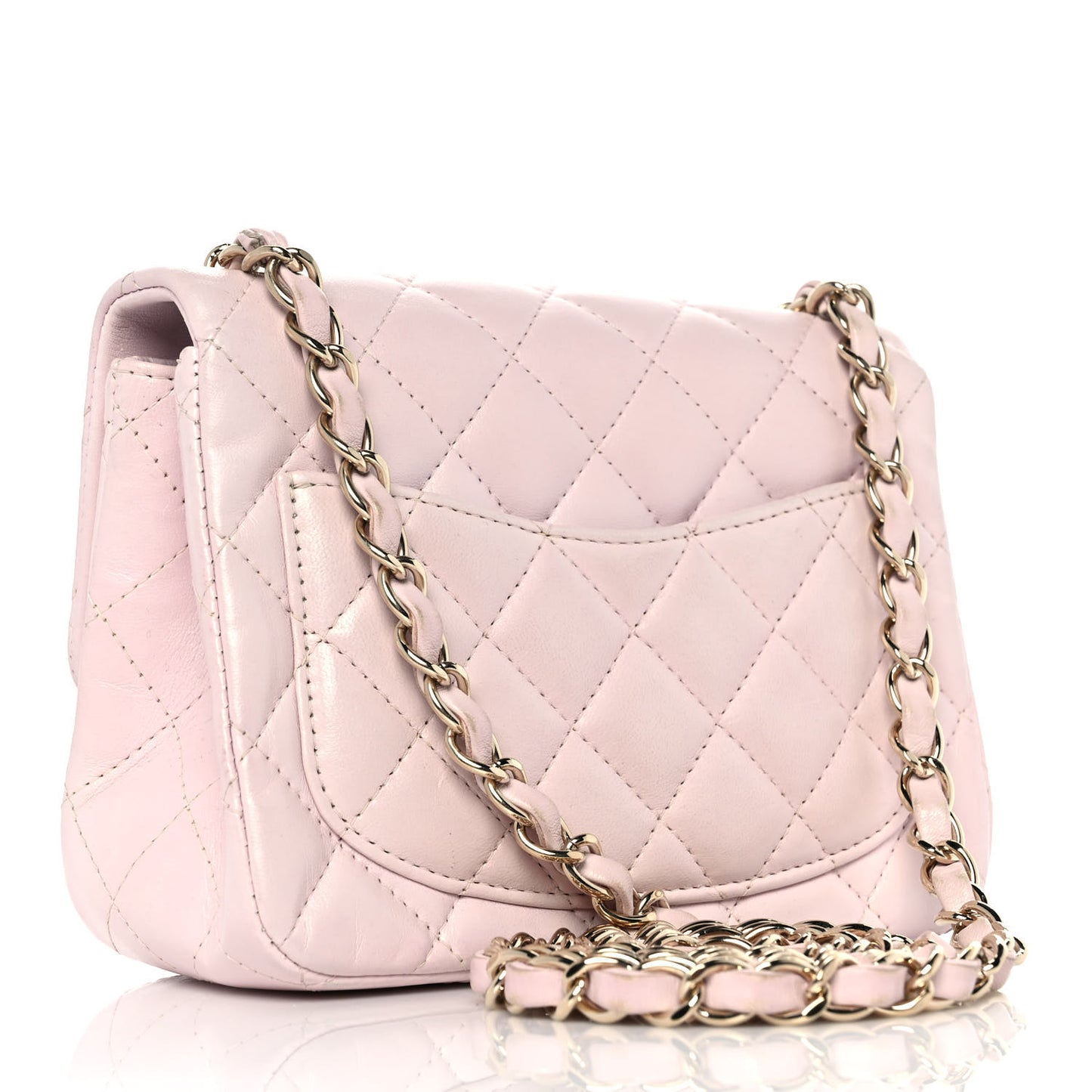 Lambskin Quilted Mini Square Flap Light Pink