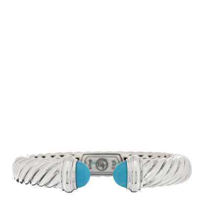 David Yurman Sterling Silver Turquoise 10mm Waverly Bracelet 1 of 3