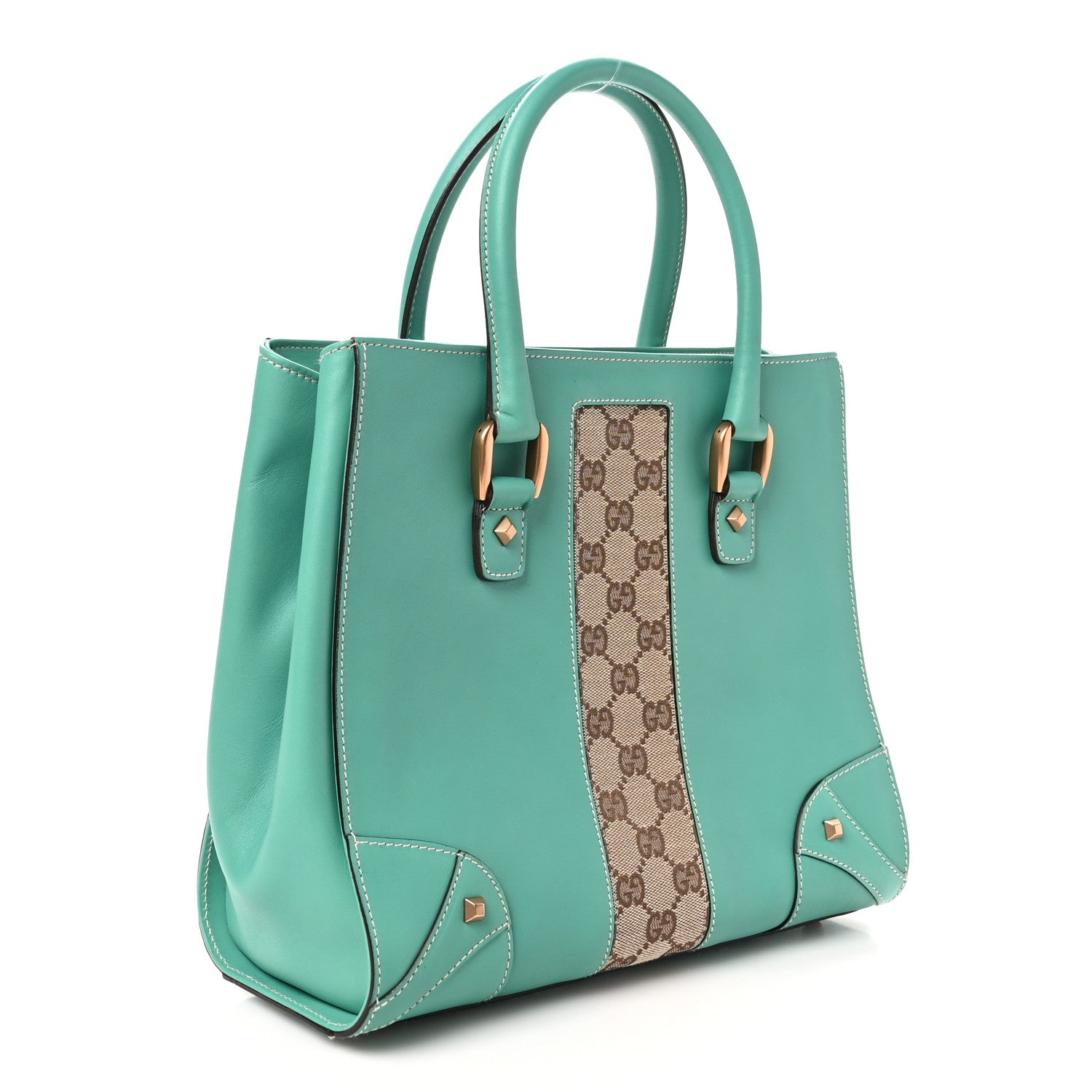 Gucci Calfskin GG Monogram Tote Turquoise 3 of 10