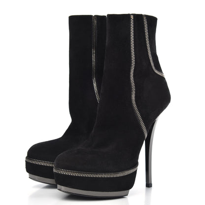 Gucci Suede Zipper Platform Pumps Black 35 3 of 10