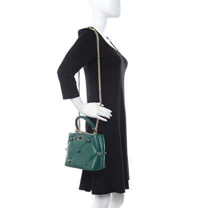 Valentino Garavani Nappa Enamel Small Roman Stud The Handle Bag Jungle 2 of 9